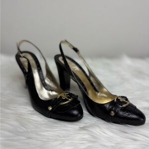 Vintage Versace Jeans Couture Black Sling Back Heels
